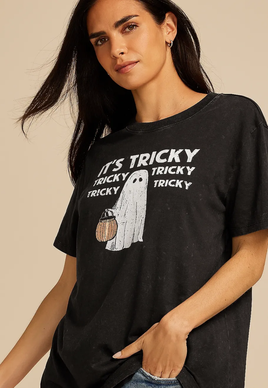 Maurices Tees|Graphics-Its Tricky Halloween Ghost Oversized Fit Graphic Tee