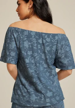 Maurices Shirts & Blouses-Jacquard Bubble Hem Blouse