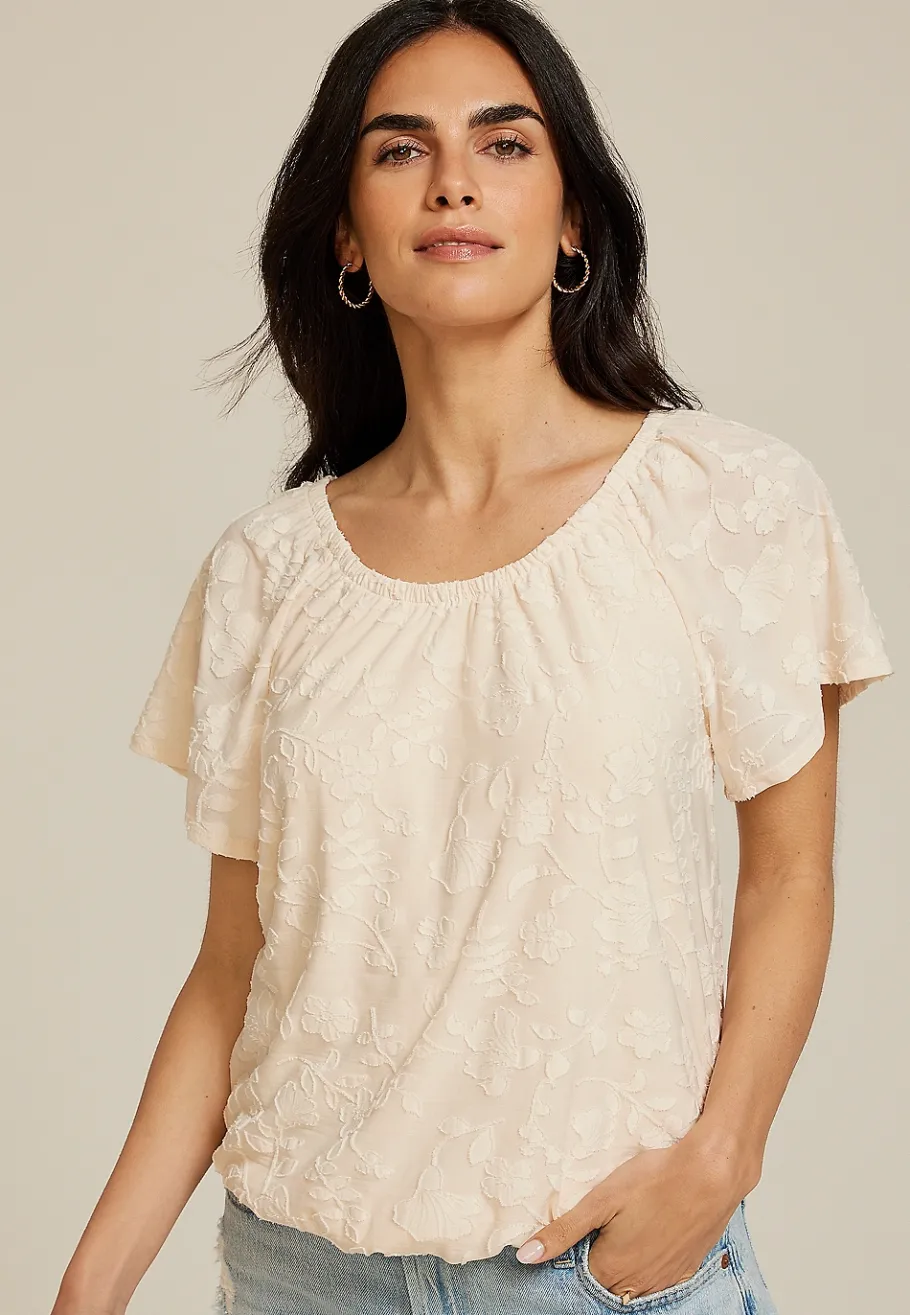 Maurices Shirts & Blouses-Jacquard Bubble Hem Blouse