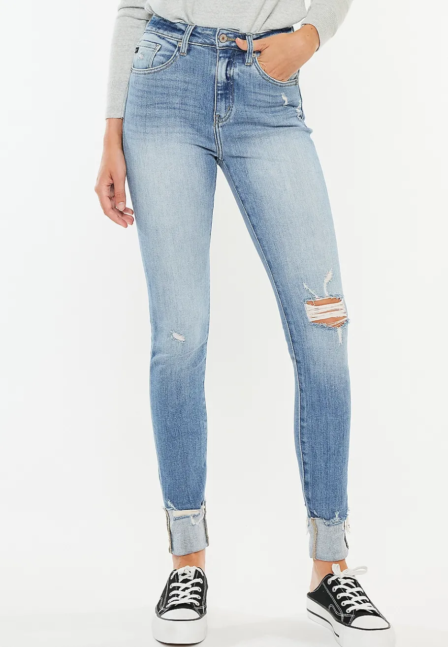 Maurices Jeggings & Skinny Jeans|Curvy Fit-KanCan™ Curvy High Rise Ripped Cuffed Hem Skinny Jean