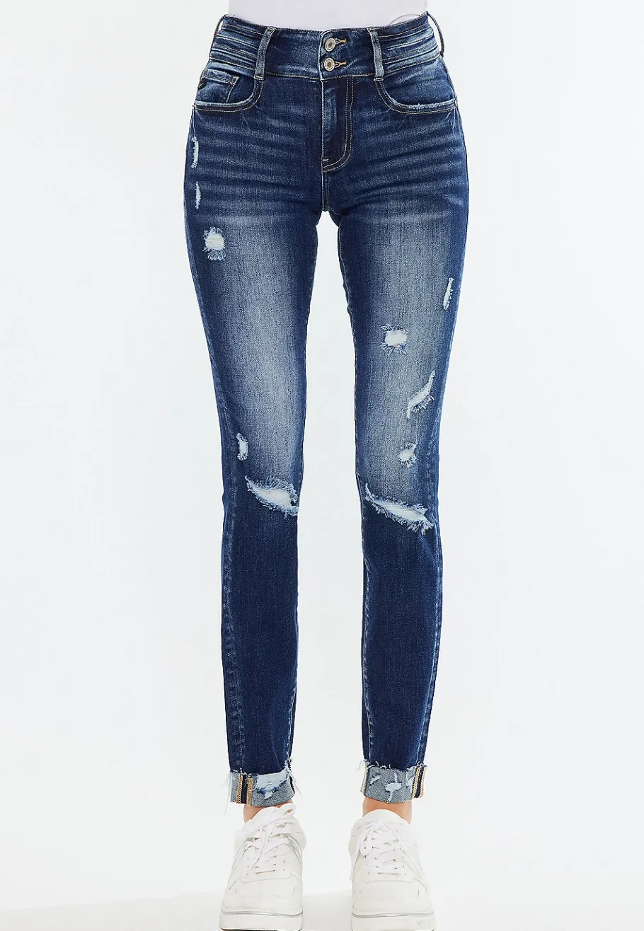 Maurices Jeggings & Skinny Jeans|Curvy Fit-KanCan™ Curvy Mid Rise Ripped Cuffed Hem Skinny Jean