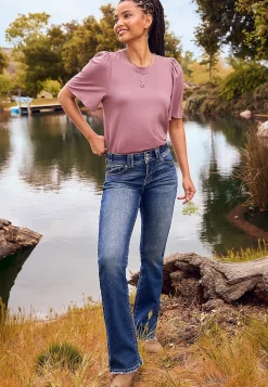Maurices Bootcut Jeans|Bootcut Jeans-KanCan™ Mid Rise Double Button Frayed Hem Bootcut Jean