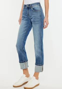 Maurices Straight Jeans|Ankle Jeans-KanCan™ Mid Rise Ripped Cuff Hem Slim Straight Ankle Jean