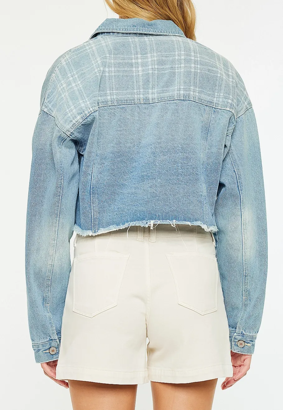 Maurices Jackets-KanCan™ Rigid Plaid Drop Shoulder Crop Jacket