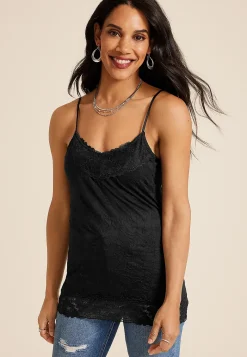 Maurices Tanks & Camis-Lace Trim Crinkle Cami