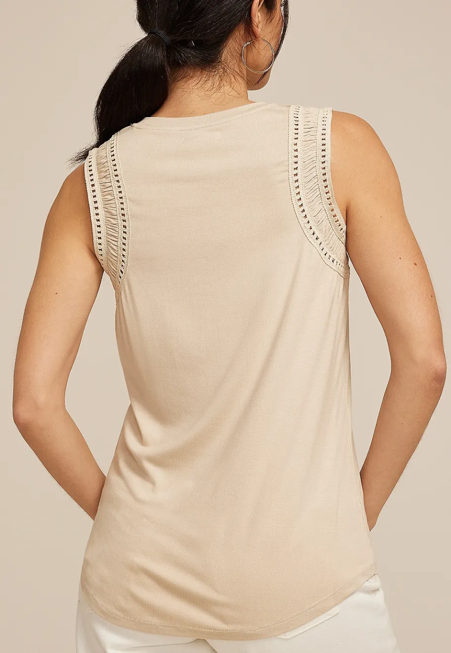 Maurices Tanks & Camis-Lattice Trim Tank Top