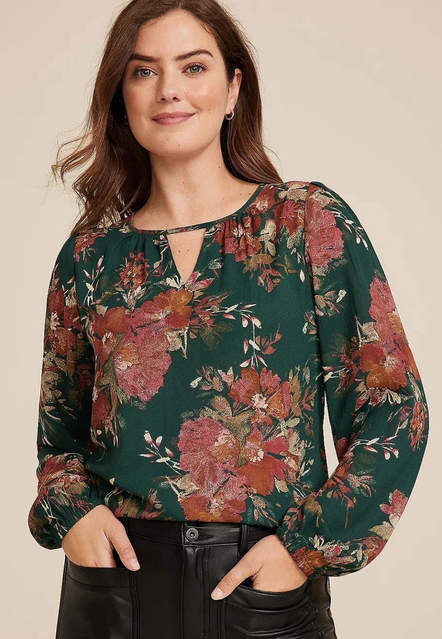 Maurices Shirts & Blouses-Leighton Floral Long Sleeve Blouse