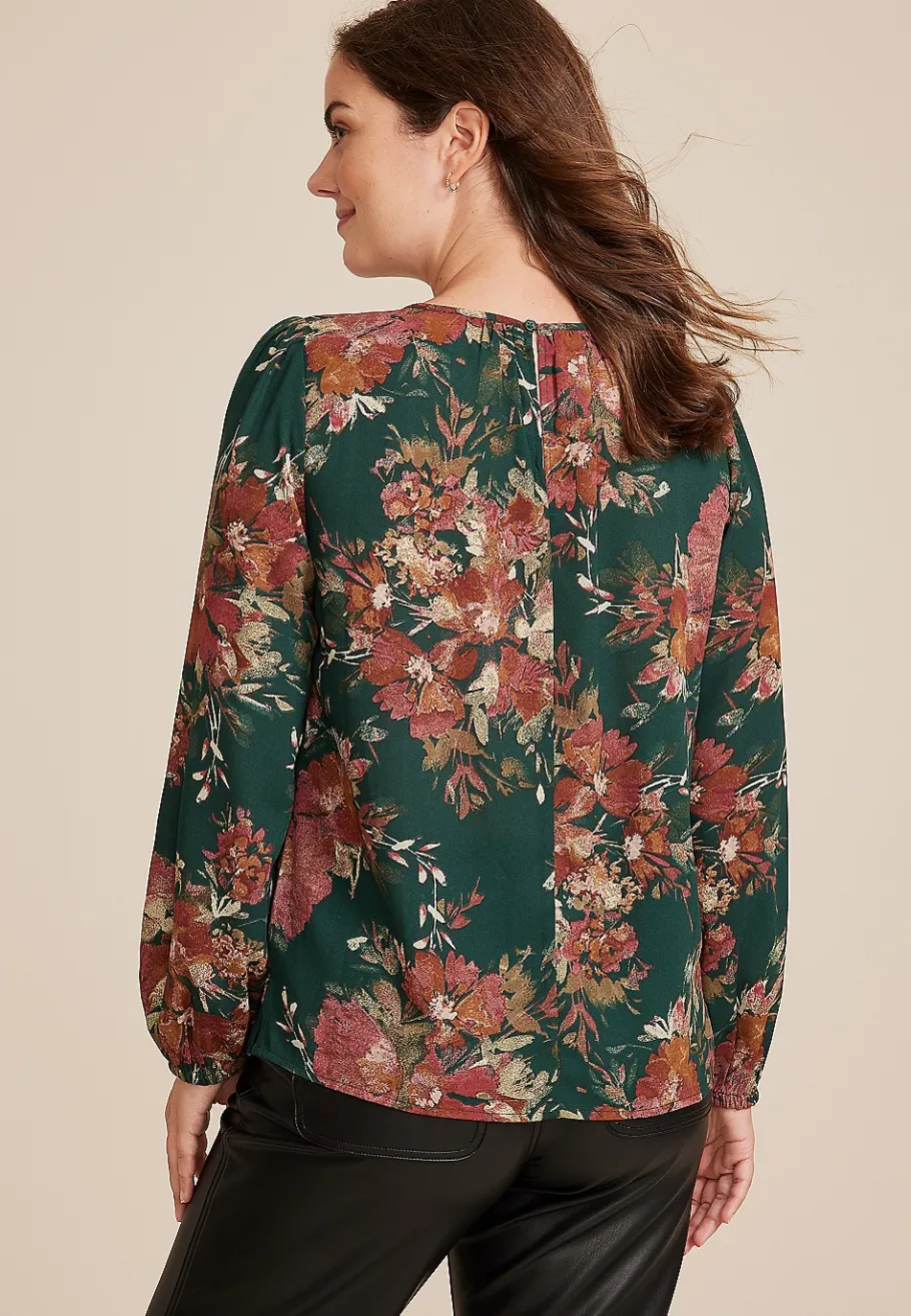 Maurices Shirts & Blouses-Leighton Floral Long Sleeve Blouse