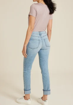 Maurices Straight Jeans|Ankle Jeans-Light High Rise Sparkle Cuff Straight Ankle Jean