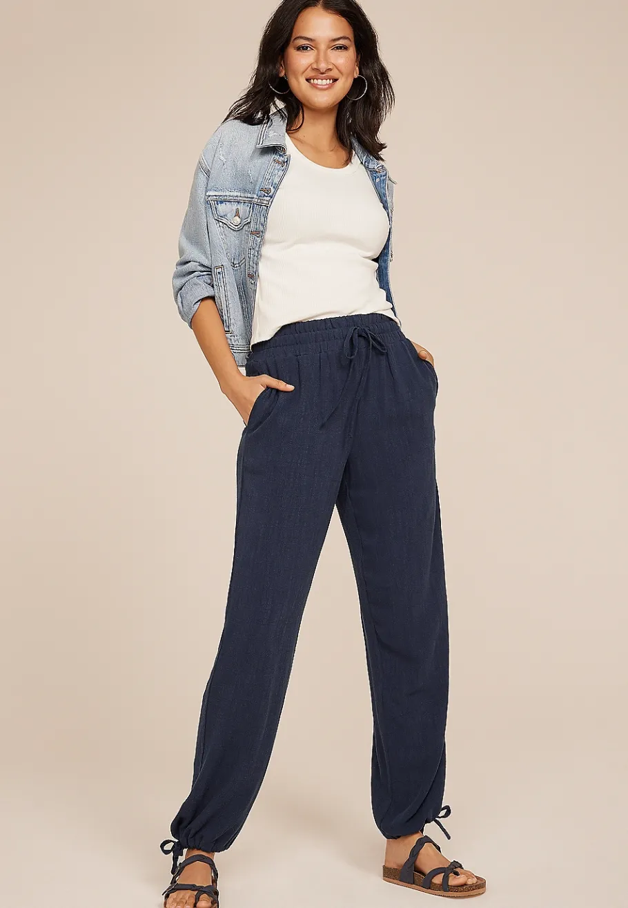 Maurices Pants-Linen Convertible Mid Rise Wide Leg Pant