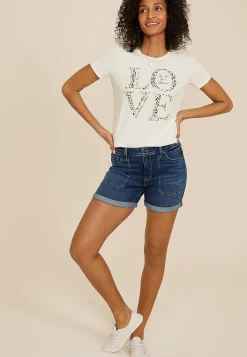 Maurices Shorts|Jean Shorts-m jeans by ™ Dark Mid Rise Porkchop Pocket 5in Short