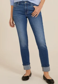Maurices Straight Jeans|Ankle Jeans-m jeans by ™ Dark High Rise Cuff Hem Slim Straight Ankle Jean