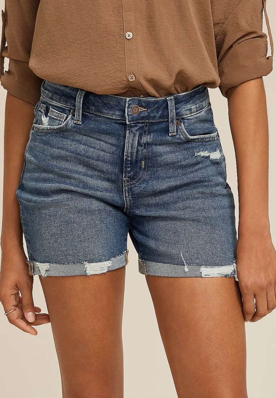 Maurices Shorts|Jean Shorts-m jeans by ™ Dark High Rise Ripped Cuffed Hem 5in Short