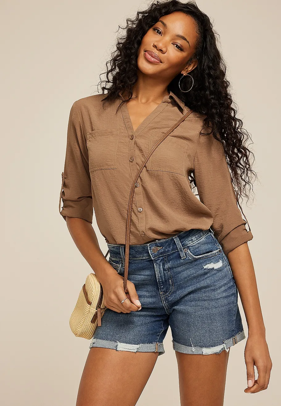 Maurices Shorts|Jean Shorts-m jeans by ™ Dark High Rise Ripped Cuffed Hem 5in Short