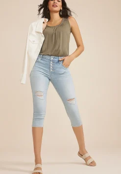 Maurices Crops & Capris|Crops & Capris-m jeans by ™ High Rise Ripped Button Fly Capri