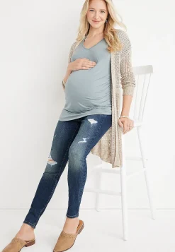 Maurices Maternity-m jeans by ™ Over The Bump Ripped Denim Maternity Jegging