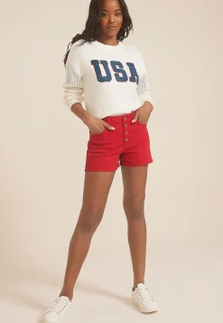 Maurices Shorts|Jean Shorts-m jeans by ™ Red High Rise Button Fly 3.5in Short