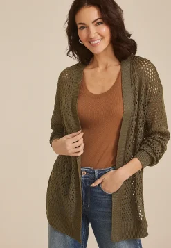 Maurices Sweaters Cardigans & Kimonos-Mesh Open Front Cardigan