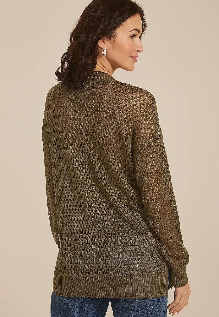 Maurices Sweaters Cardigans & Kimonos-Mesh Open Front Cardigan