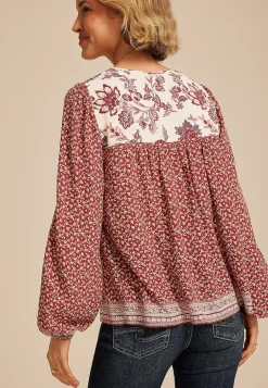 Maurices Shirts & Blouses-Mixed Floral Peasant Blouse