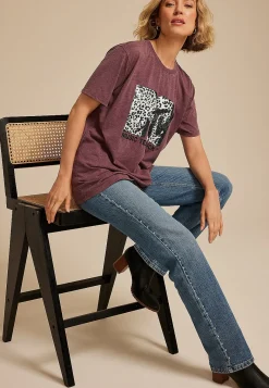 Maurices Tees|Graphics-MTV Animal Print Oversized Fit Graphic Tee