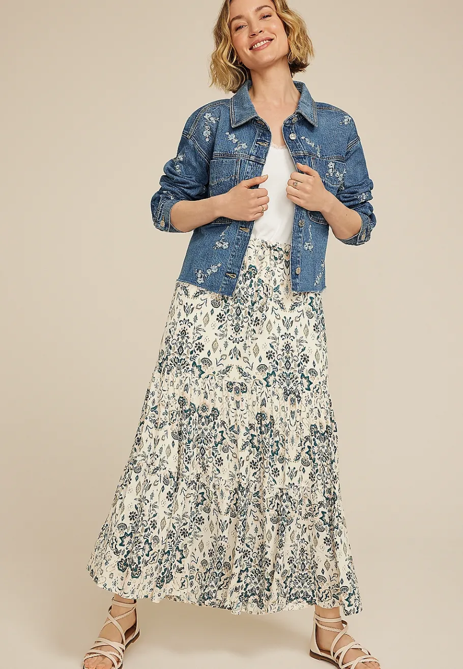 Maurices Skirts-Print High Rise Maxi Skirt