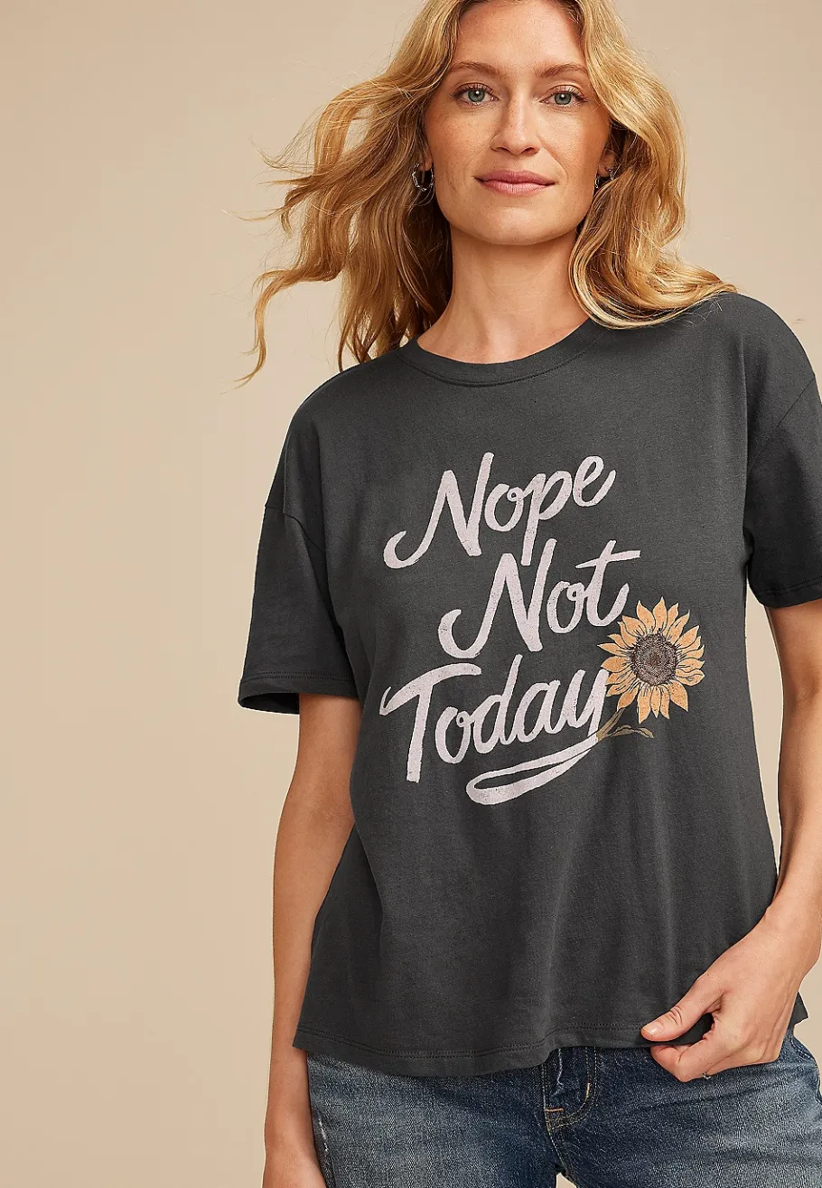 Maurices Tees|Graphics-Nope Not Today Sunflower Relaxed Fit Graphic Tee