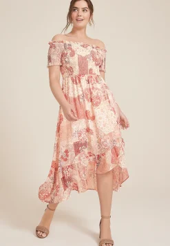 Maurices Wedding Guest & Cocktail Dresses-Off The Shoulder Smocked Midi Dress