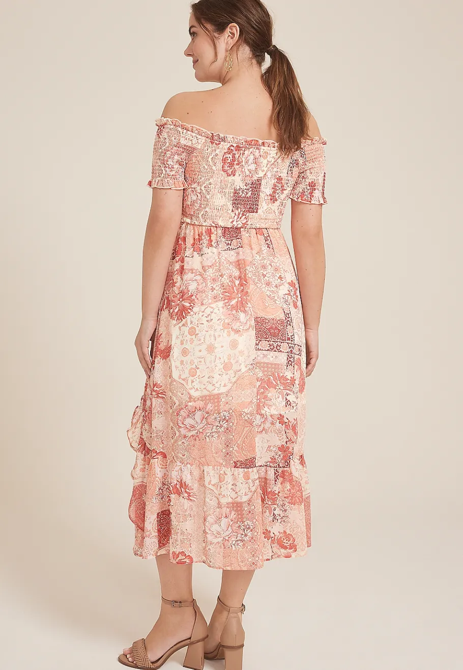Maurices Wedding Guest & Cocktail Dresses-Off The Shoulder Smocked Midi Dress