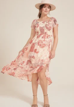 Maurices Wedding Guest & Cocktail Dresses-Off The Shoulder Smocked Midi Dress