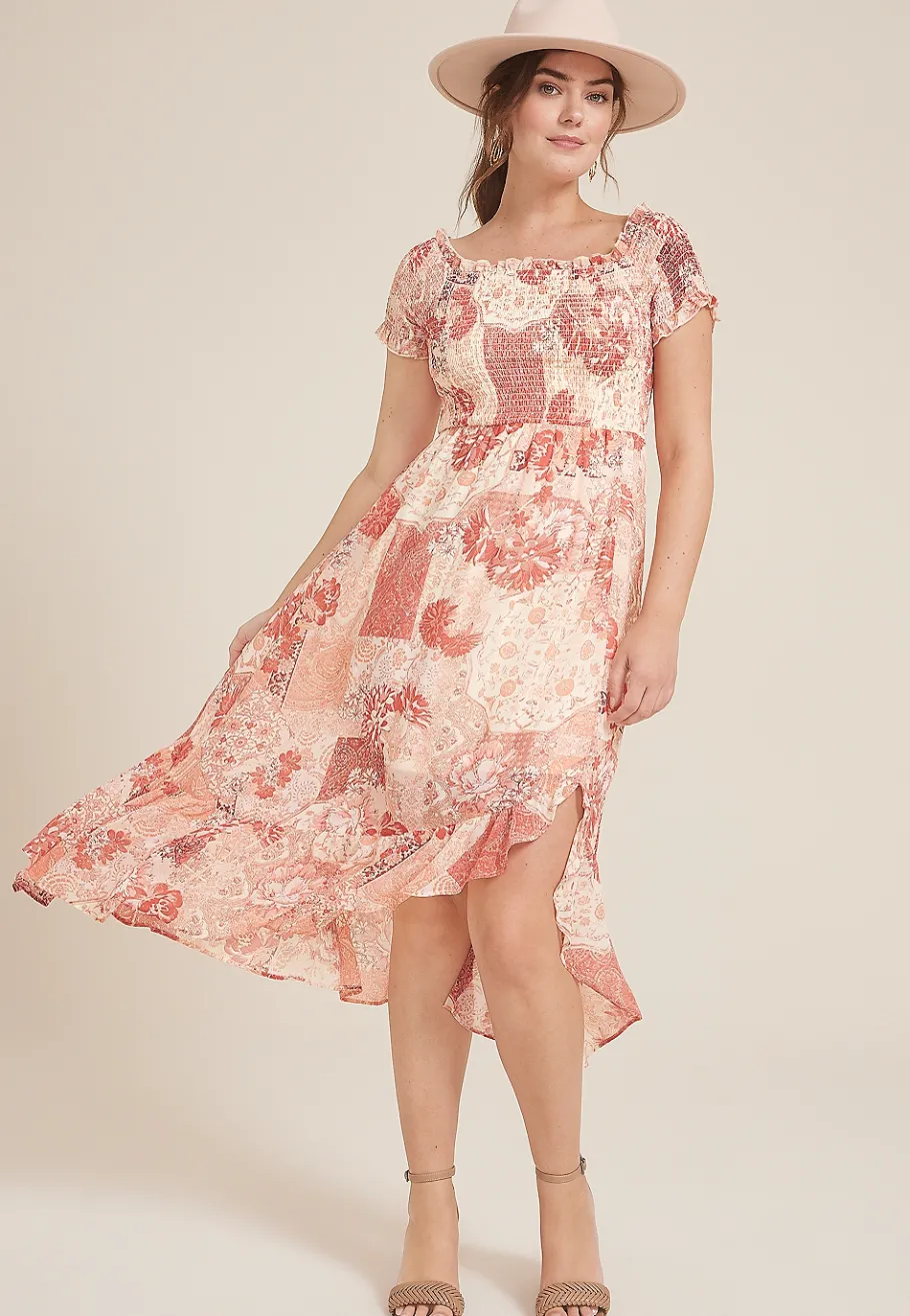 Maurices Wedding Guest & Cocktail Dresses-Off The Shoulder Smocked Midi Dress