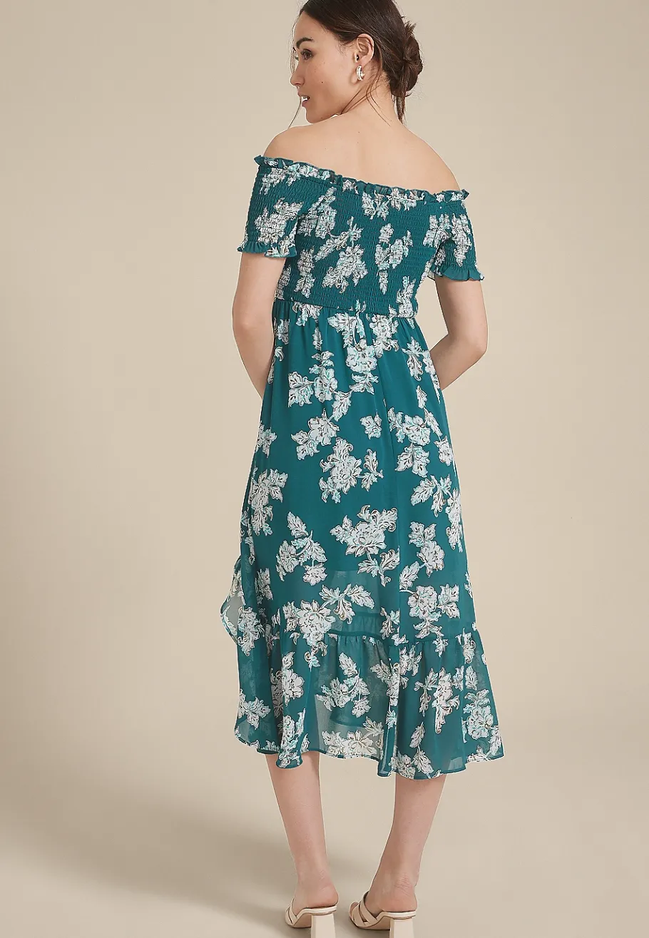 Maurices Wedding Guest & Cocktail Dresses-Off The Shoulder Smocked Midi Dress