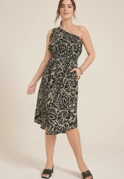 Maurices Wedding Guest & Cocktail Dresses-One Shoulder Printed Midi Dress