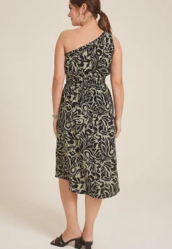 Maurices Wedding Guest & Cocktail Dresses-One Shoulder Printed Midi Dress