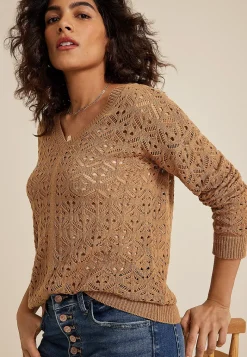 Maurices Sweaters Cardigans & Kimonos-Open Knit V Neck Sweater