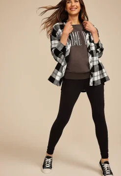 Maurices Plaid & Button Down Shirts-Plaid Hooded Boyfriend Button Down Shirt