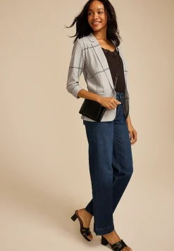 Maurices Blazers-Plaid Versa 3/4 Sleeve Blazer
