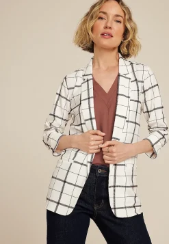 Maurices Blazers-Plaid Versa 3/4 Sleeve Blazer