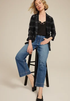 Maurices Blazers-Plaid Versa 3/4 Sleeve Blazer