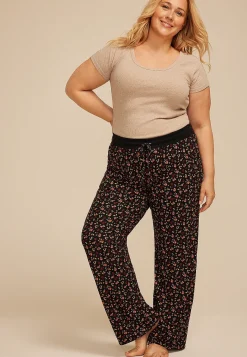 Maurices Plus Pajamas-Plus Size Ditsy Floral Wide Leg Pajama Pants