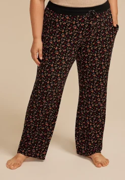 Maurices Plus Pajamas-Plus Size Ditsy Floral Wide Leg Pajama Pants
