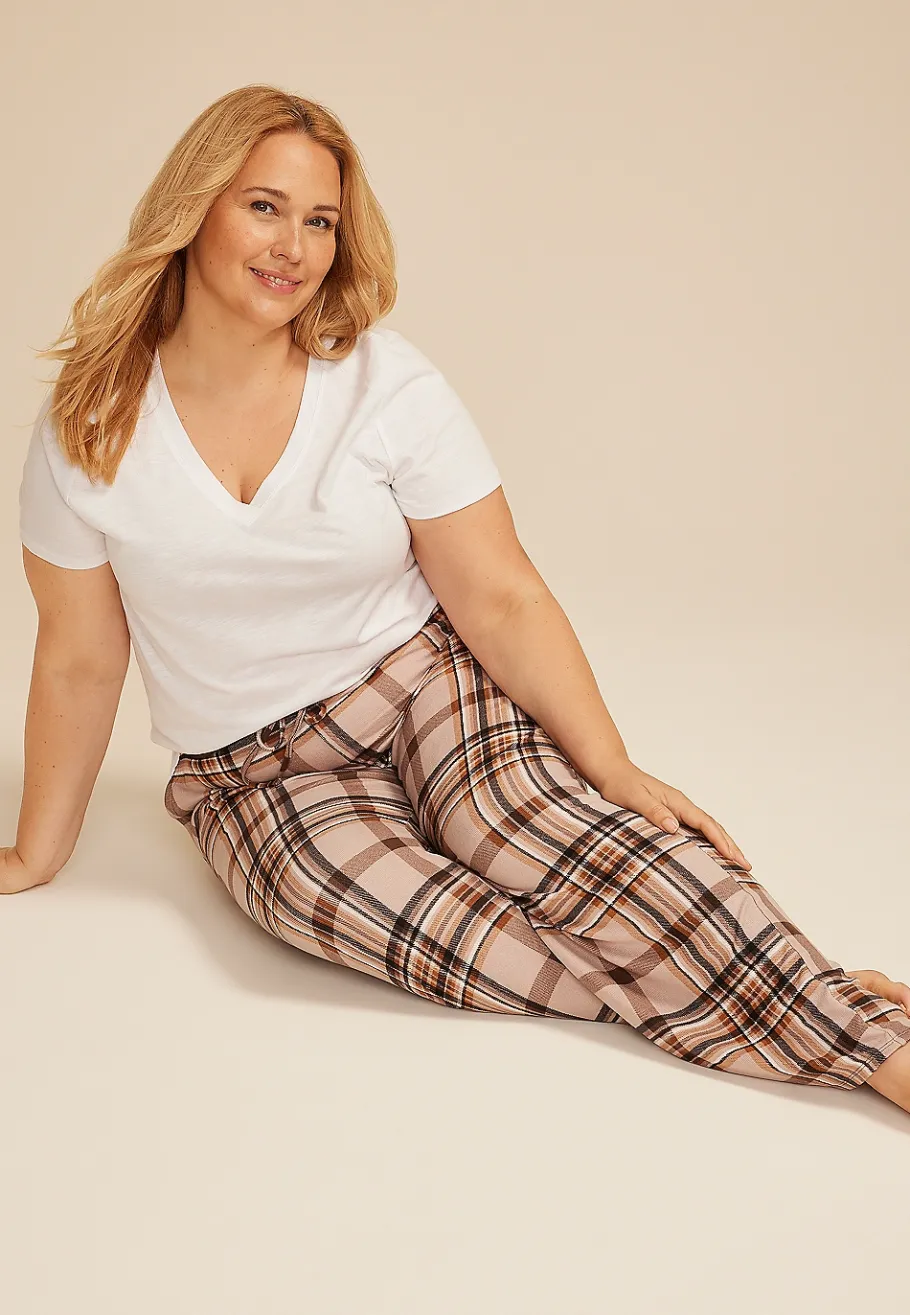 Maurices Plus Pajamas-Plus Size Plaid Wide Leg Pajama Pants