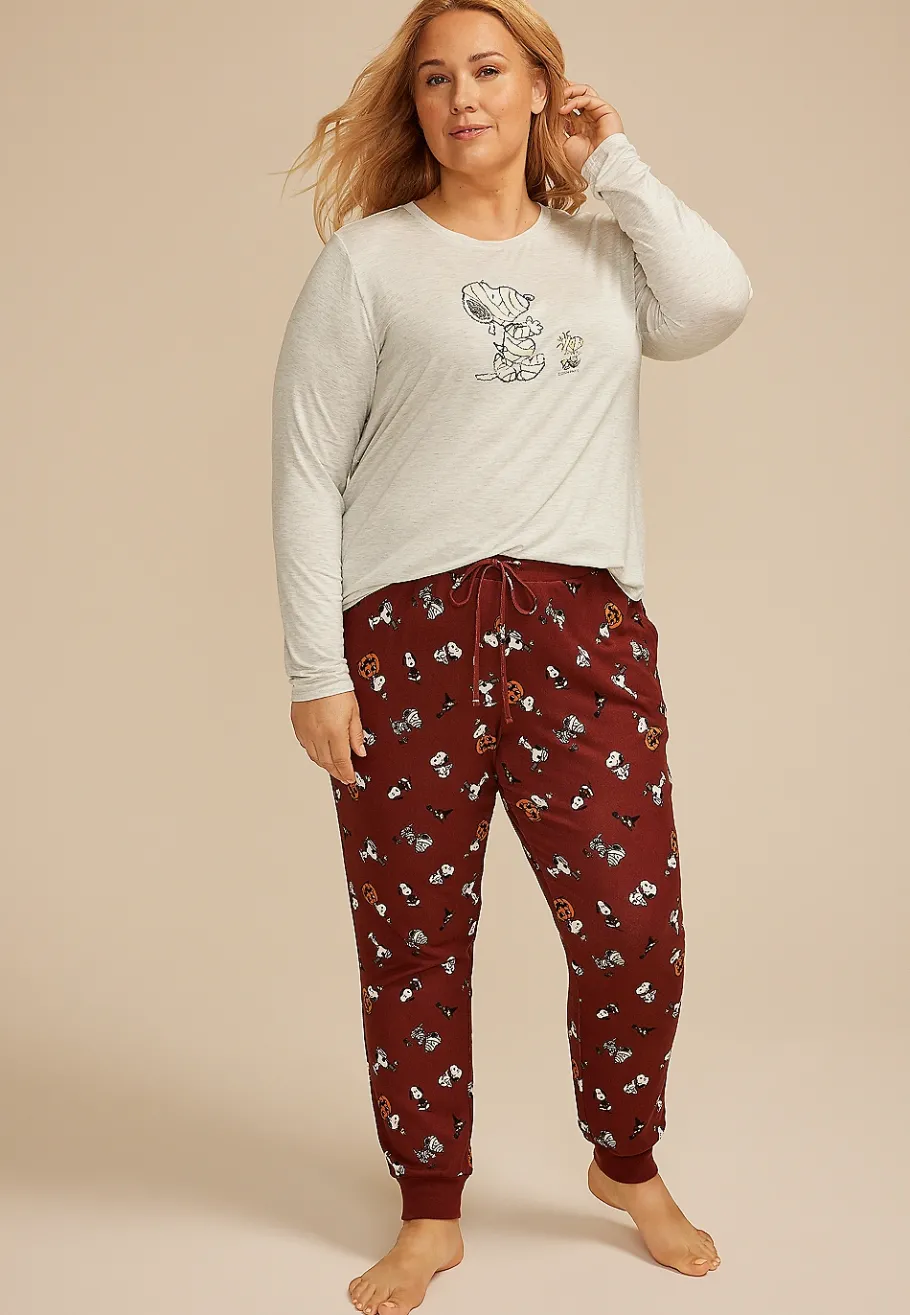 Maurices Plus Pajamas-Plus Size Snoopy Halloween Graphic Tee And Jogger Pajama Set