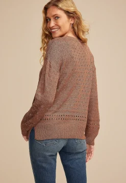 Maurices Sweaters Cardigans & Kimonos-Pointelle Crew Neck Sweater