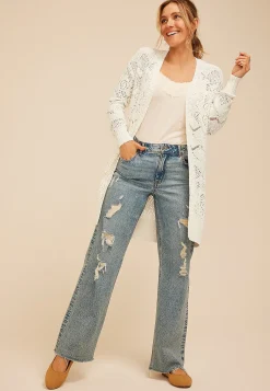 Maurices Sweaters Cardigans & Kimonos-Pointelle Open Front Cardigan