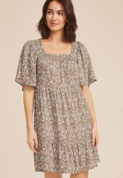 Maurices Wedding Guest & Cocktail Dresses-Printed Flutter Sleeve Babydoll Dress