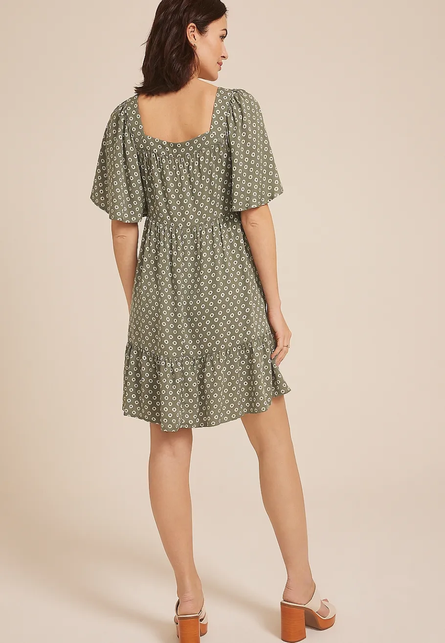 Maurices Wedding Guest & Cocktail Dresses-Printed Flutter Sleeve Babydoll Dress