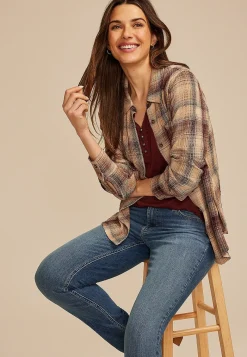 Maurices Plaid & Button Down Shirts-Pucker Plaid Button Down Shirt
