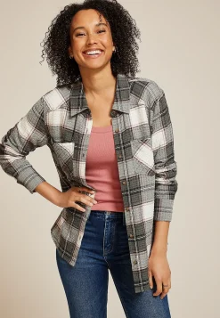 Maurices Plaid & Button Down Shirts-Pucker Plaid Button Down Shirt