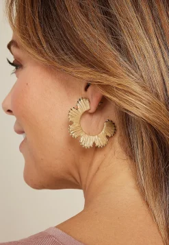 Maurices Earrings-Raffia Wrapped Floral Hoop Earrings